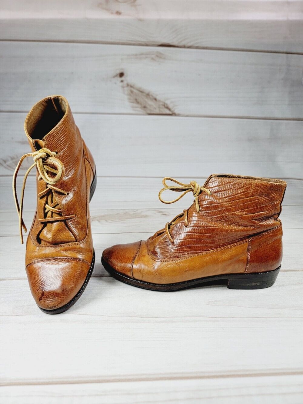 Vero Cuoio Booties 36 EU Brown Leather Made in Italy Lace Up US sz 5.5 Vintage